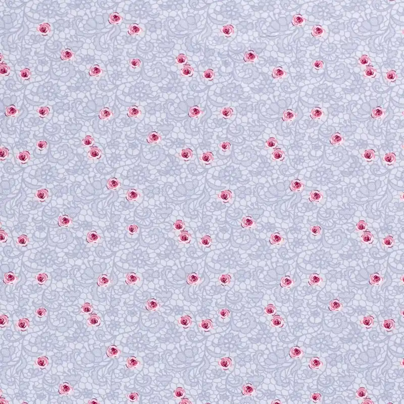 Abverkauf Baumwollstoff Popeline Blumen, babyblau