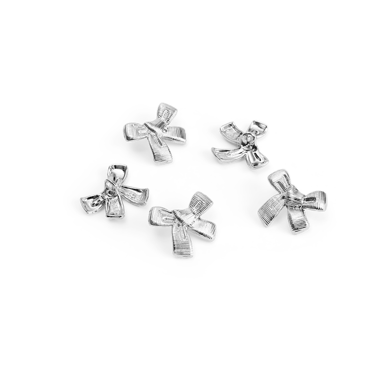 Stegknopf Schleife 18 mm silberf. 5 Stk Sonderangebot