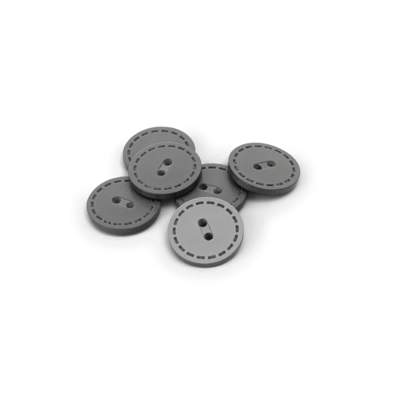 Markenware Knopf, 2-Loch 20mm Grau, 6 St.